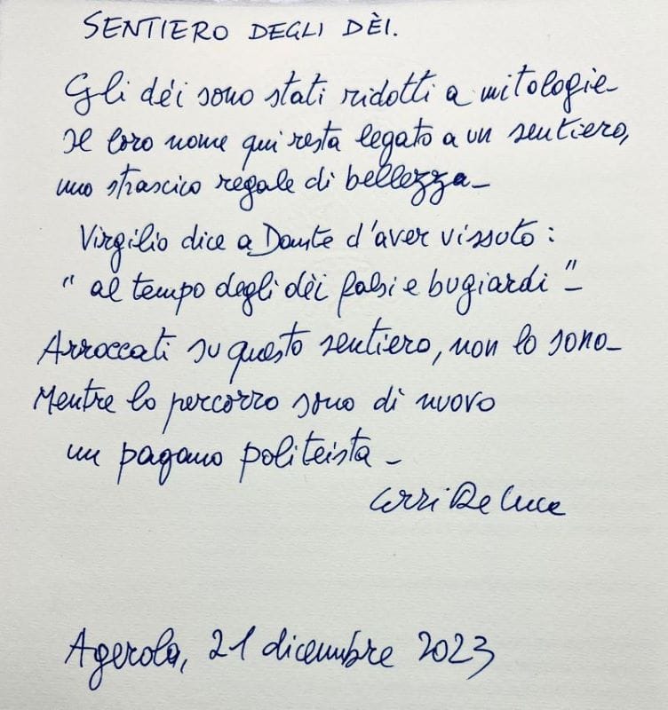 Erri-De-Luca-ad-Agerola-1 Agerola, Erri De Luca sul Sentiero degli Dei: 'Uno strascico regale di bellezza'
