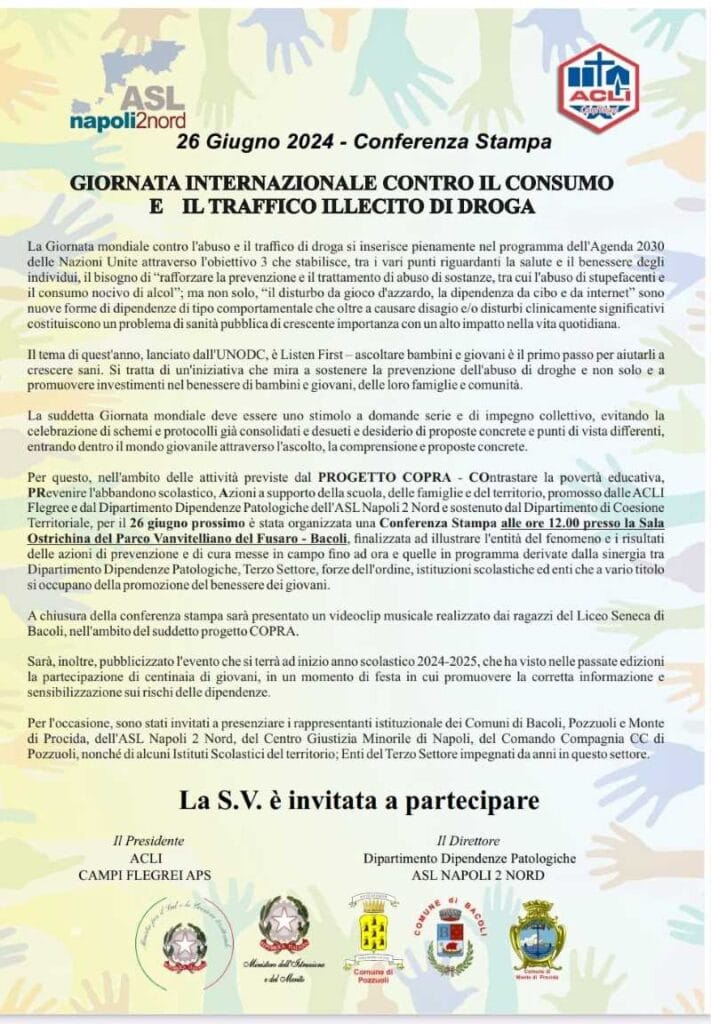 449275553_10232691678582301_5599295513532206281_n-711x1024 Giornata mondiale contro l'abuso e il traffico di droga: incontro al Fusaro (Bacoli)