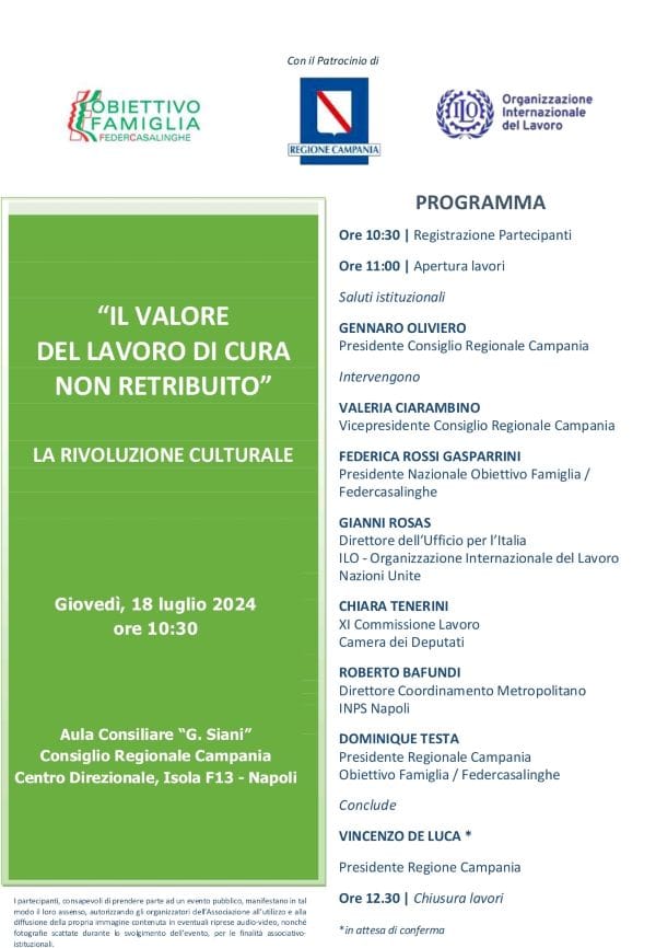 Locandina-convegno-Federcasalinghe-in-Regione-Campania Il valore del lavoro di cura non retribuito: la rivoluzione culturale