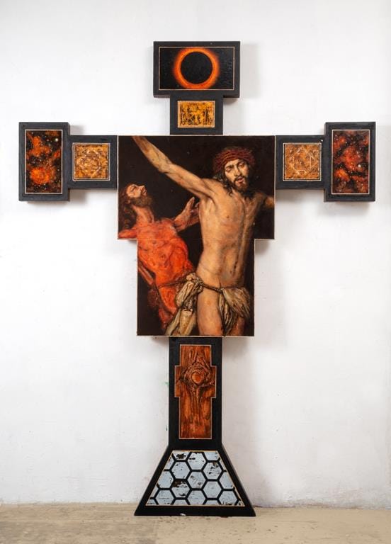 Federico-Guida-Croce-2-2019-2021-olio-su-tela-di-lino-applicata-su-legno-238x180x5-cm-Copy Art Days - Napoli Campania: Federico Guida presenta "Arbor" alla Chiesa di San Potito