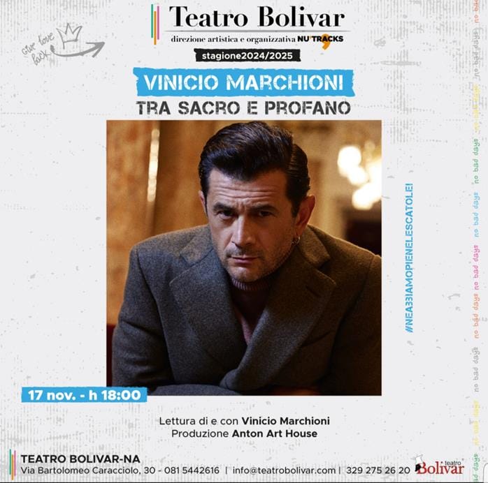 Locandina-Vinicio-Marchioni-Copy 'Tra Sacro e Profano': Vinicio Marchioni Celebra Roma al Teatro Bolivar